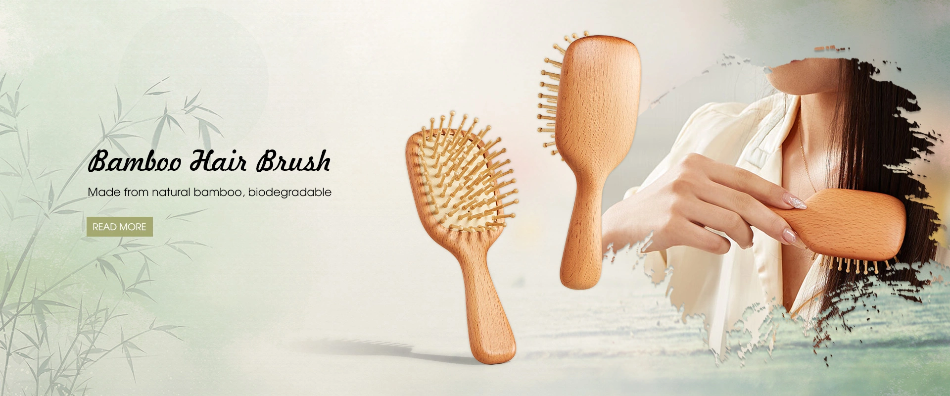 Escova de cabelo de bambu porcelana