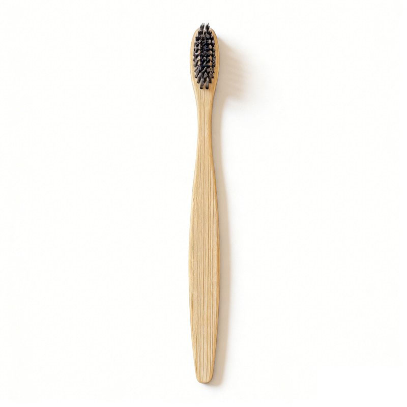 Escova de dentes de bambu com cabo plano
